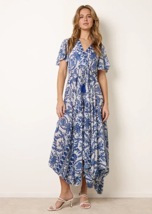 Blue Vanilla Navy Asymmetric Hem Wrap Dress - S/M Image 3