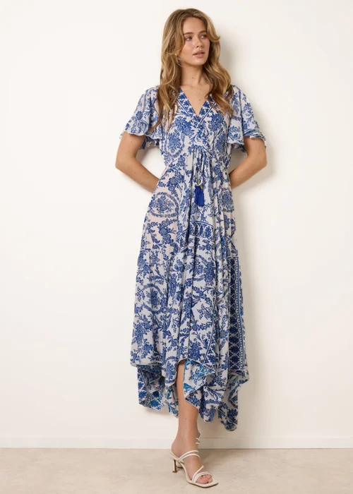 Blue Vanilla Navy Asymmetric Hem Wrap Dress - S/M Image 1