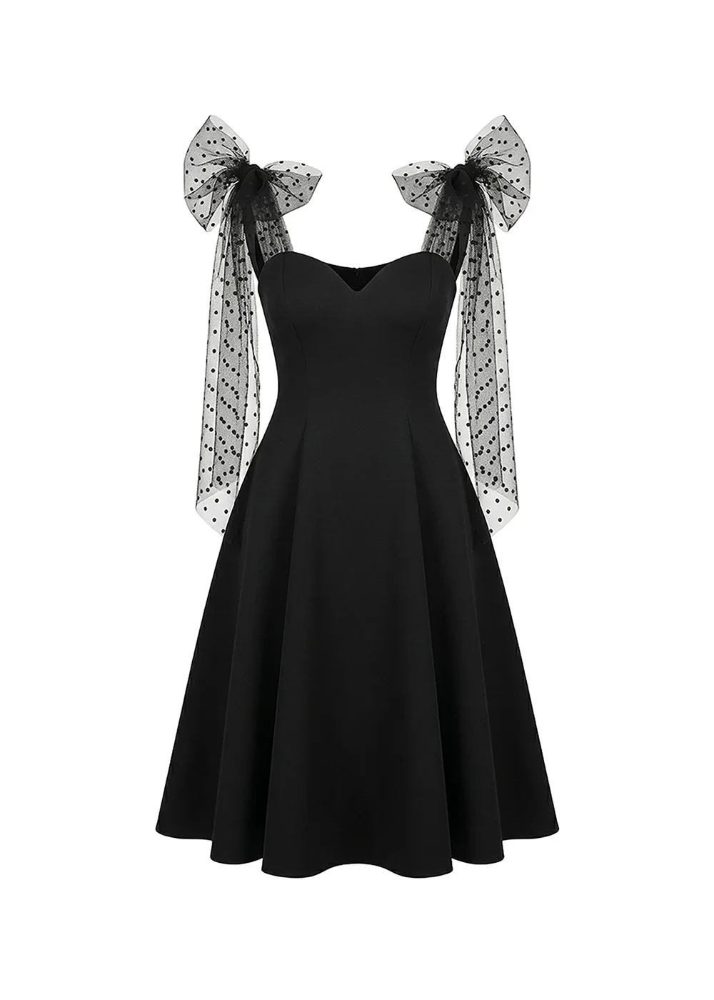 Goddiva Black Scuba & Polka Mesh Bella Bow Multiway A Line Midi Dress - 16 Image 5