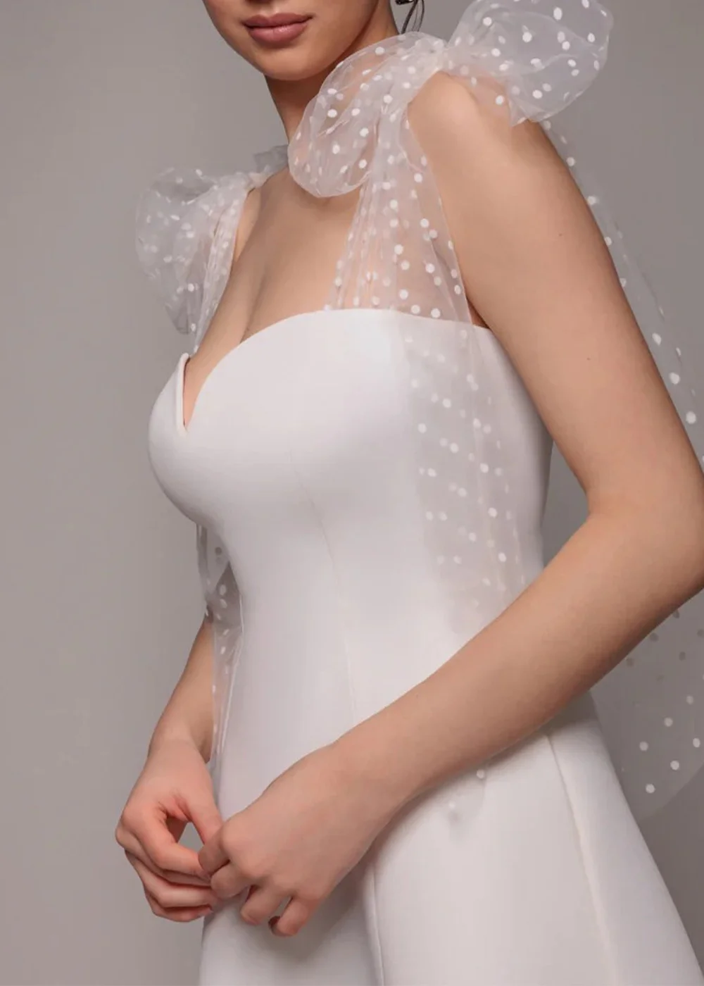 Goddiva White Scuba & Polka Mesh Bella Bow Multiway A Line Midi Dress - 14 Image 3