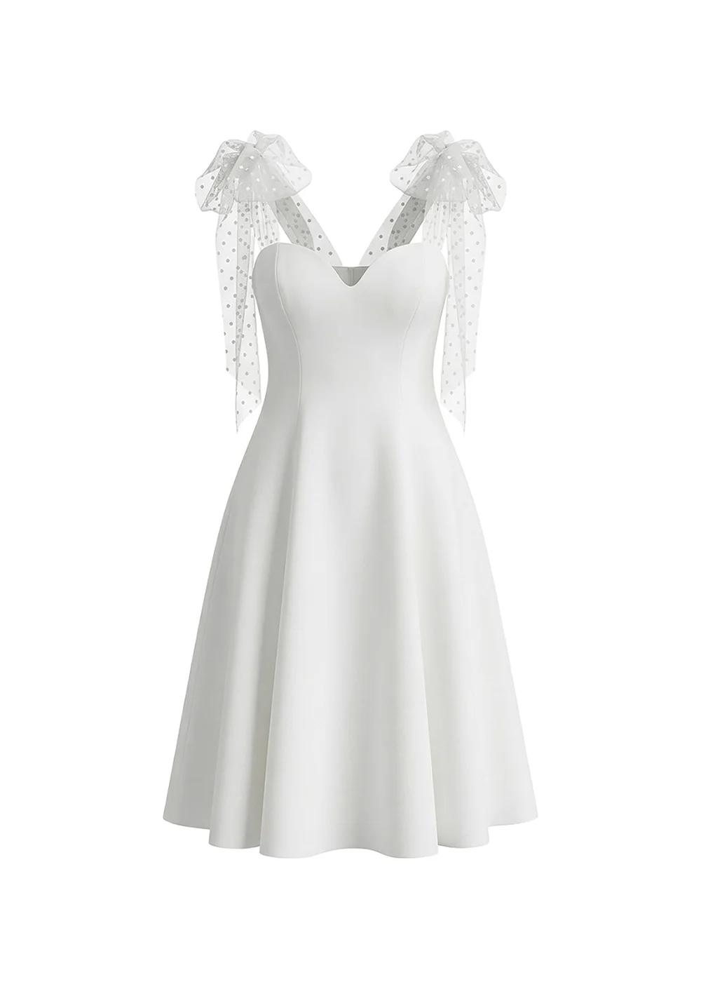 Goddiva White Scuba & Polka Mesh Bella Bow Multiway A Line Midi Dress - 14 Image 5