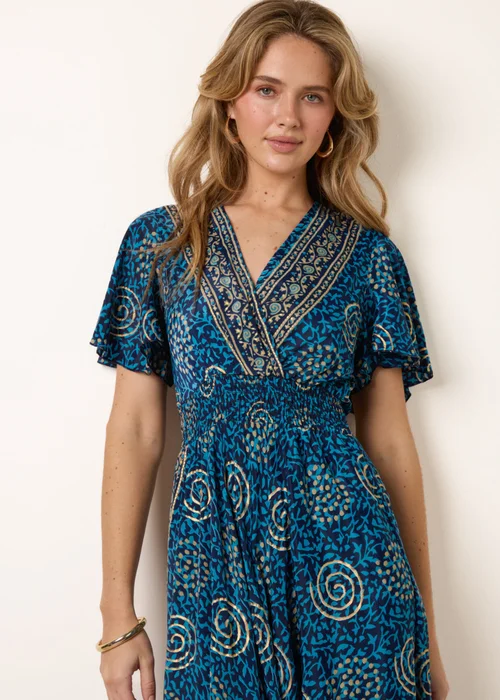 Blue Vanilla Blue Wrap Over Tie Back Maxi Dress - S/M Image 2