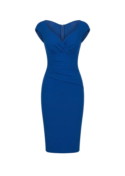 Goddiva Royal Blue Bardot Pleated Midi Dress - 10 Image 5