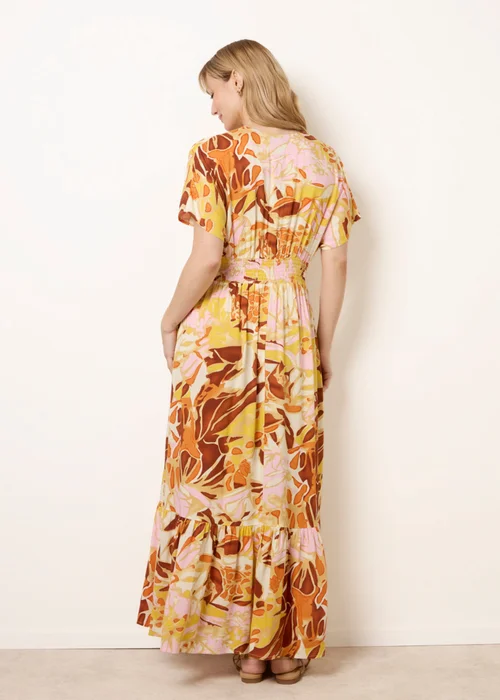 Blue Vanilla Multi Tropical V Front Shirred Waist Maxi Dress - S/M Image 4