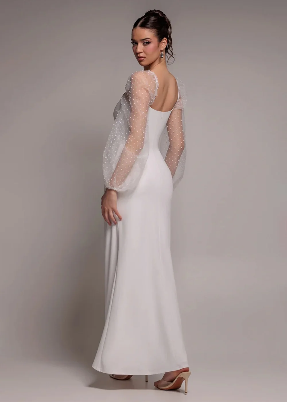 Goddiva White Dobby Organza Bishop Sleeve Multiway Maxi Dress - 12 Image 2
