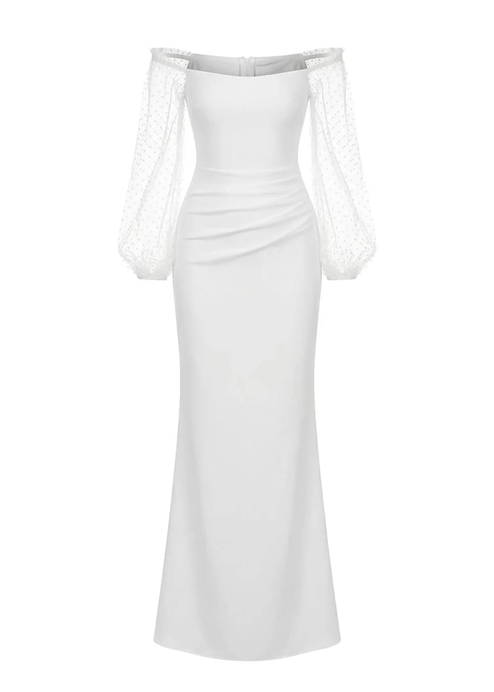 Goddiva White Dobby Organza Bishop Sleeve Multiway Maxi Dress - 12 Image 5