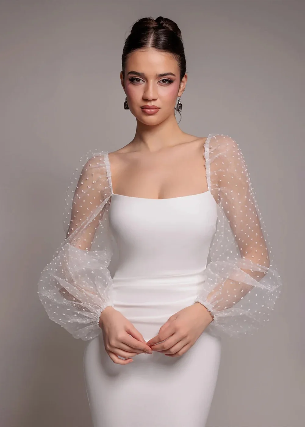 Goddiva White Dobby Organza Bishop Sleeve Multiway Maxi Dress - 12 Image 3