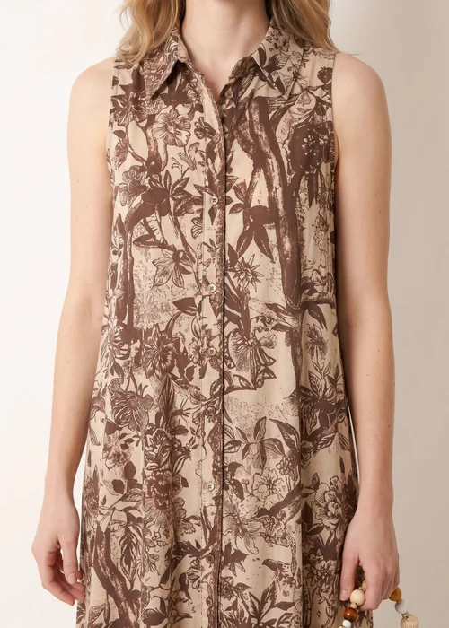 Blue Vanilla Brown Midi Shirt Dress - M Image 3