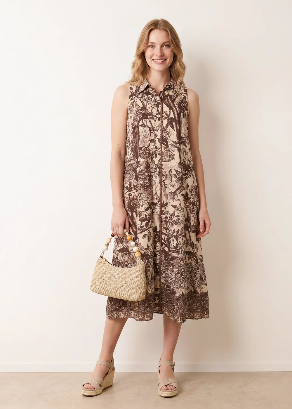 Blue Vanilla Brown Midi Shirt Dress - M Image 2