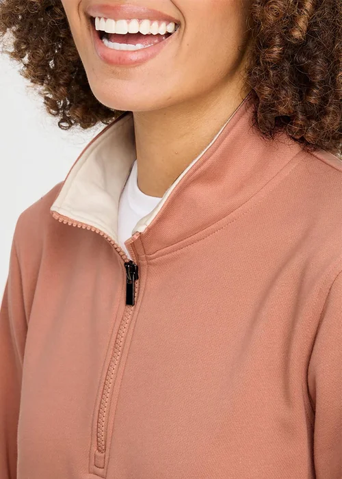 Cotton Traders Apricot Half Zip Panelled Sweatshirt - 2XL Image 3