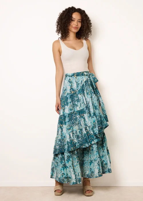 Blue Vanilla Blue Wrap Metallic Tiered Skirt - One Size Image 1