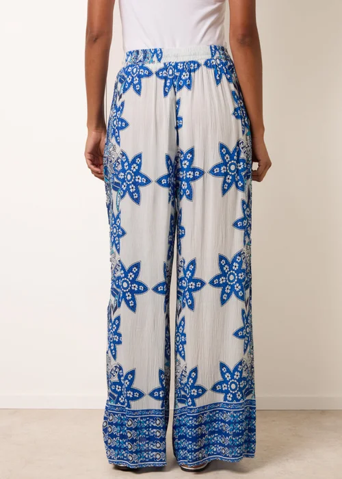 Blue Vanilla Blue Paisley Floral Wide Leg Printed Trousers - L Image 4