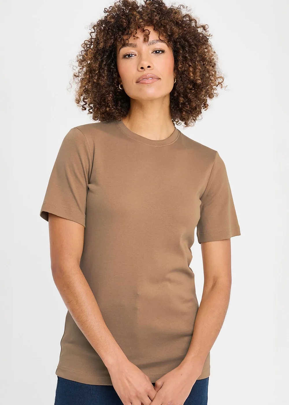 Cotton Traders Pale Camel Short Sleeve Crew Neck Base Layer Top - L Image 2