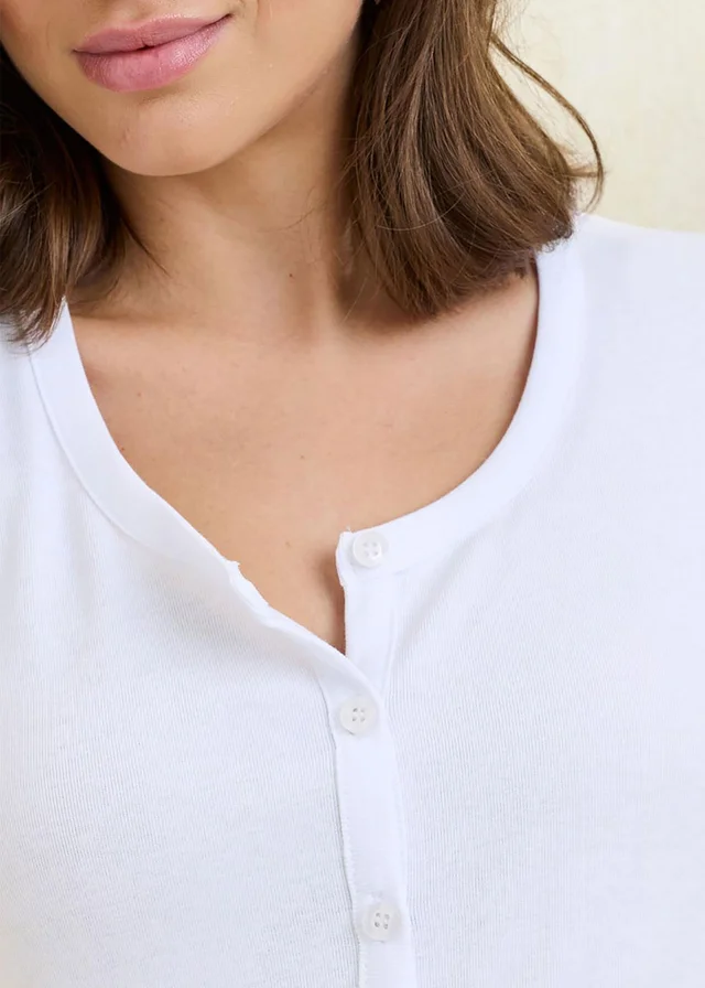 Cotton Traders White Wrinkle Free Short Sleeve Cardigan