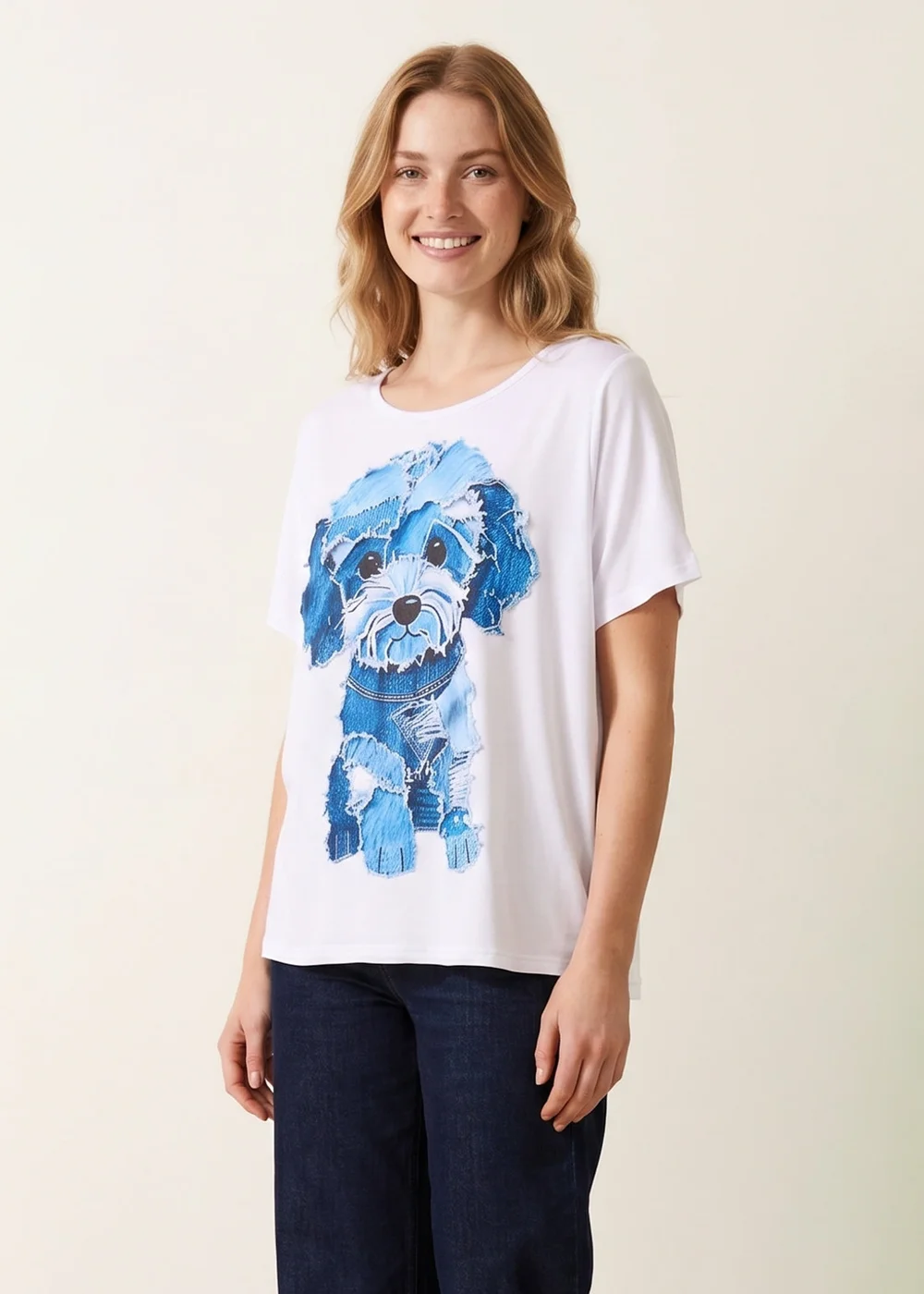 Blue Vanilla White Patchwork Denim Dog Top - One Size Image 1