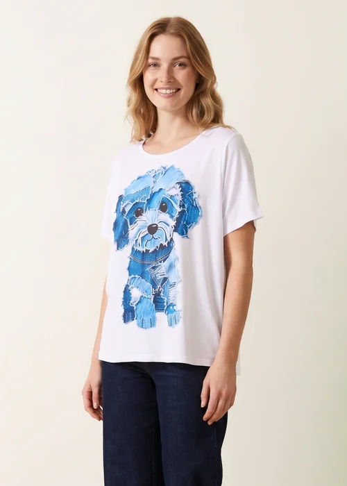 Blue Vanilla White Patchwork Denim Dog Top - One Size Image 1