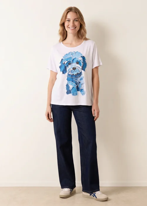 Blue Vanilla White Patchwork Denim Dog Top - One Size Image 3