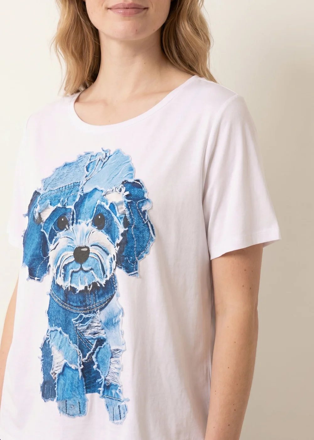 Blue Vanilla White Patchwork Denim Dog Top - One Size Image 2