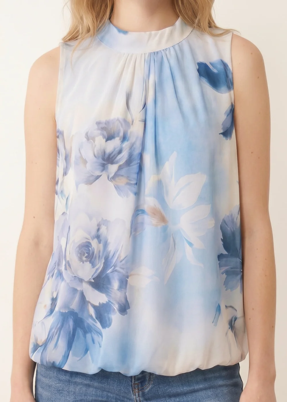 Blue Vanilla Blue Sleeveless High Neck Puffball Blouse - M/L Image 3