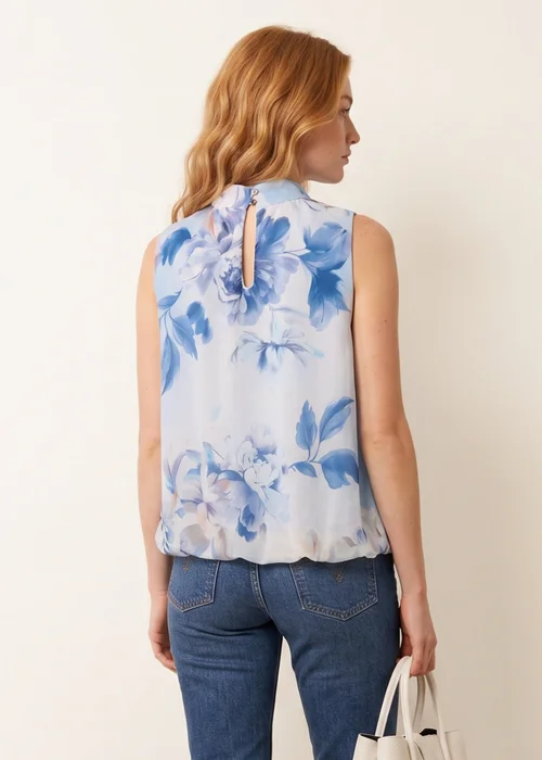 Blue Vanilla Blue Sleeveless High Neck Puffball Blouse - M/L Image 4