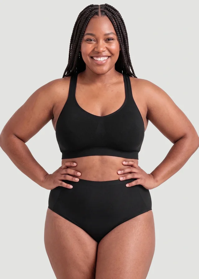 Conturve Black High Waist Seamless Bonded Brief Underwear
