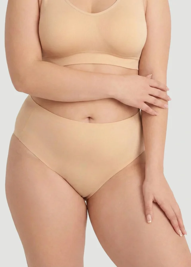 Conturve Beige High Waist Seamless Bonded Brief Underwear