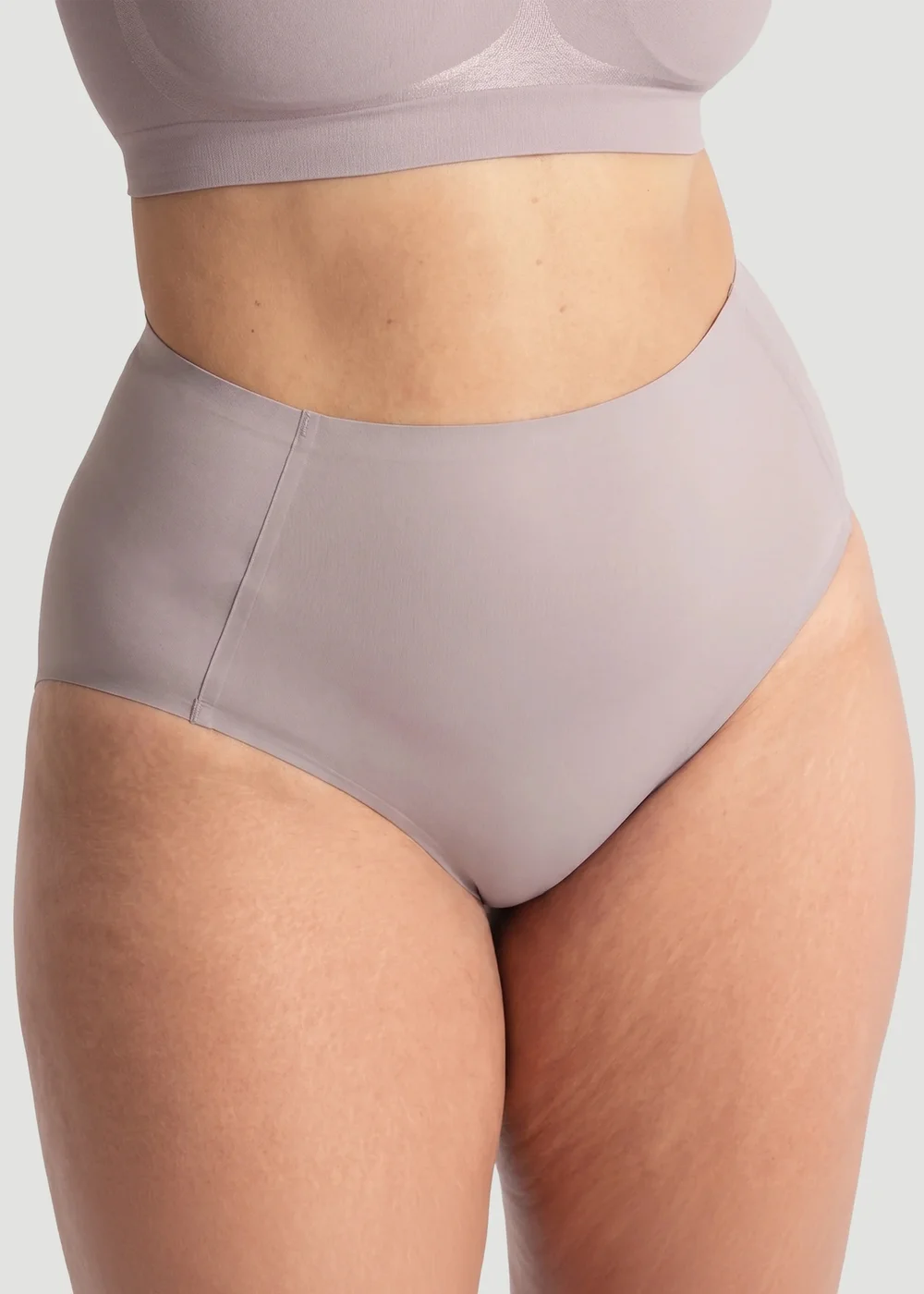 Conturve Pale Grey High Waist Seamless Bonded Brief Underwear - M Image 6