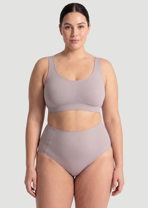 Conturve Pale Grey High Waist Seamless Bonded Brief Underwear - M Image 2