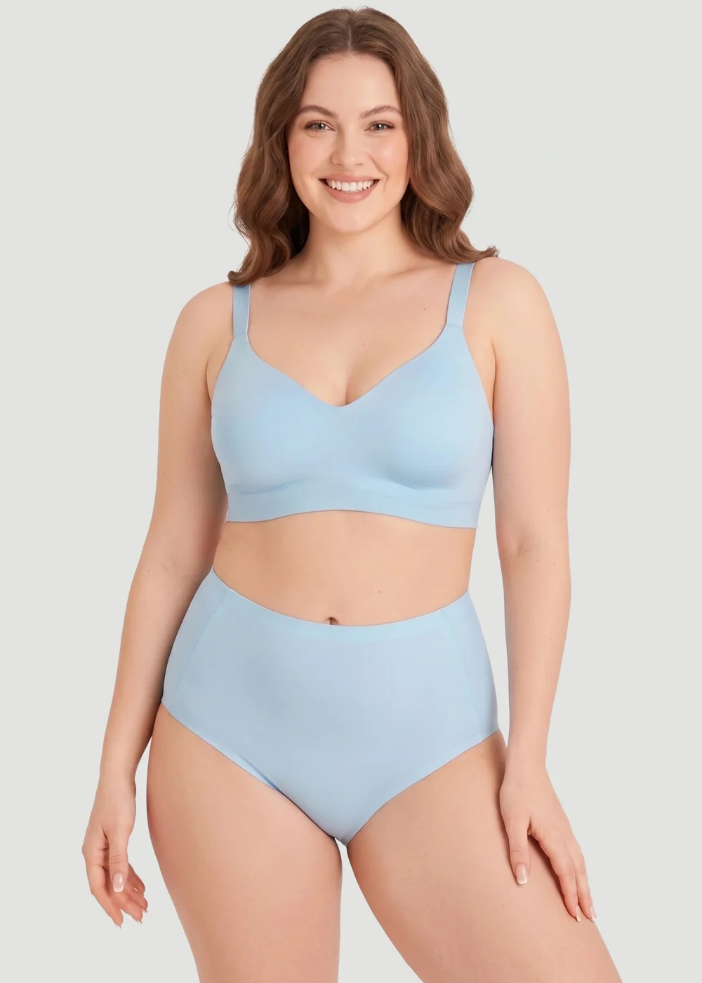 Conturve Pale Blue High Waist Seamless Bonded Brief Underwear - 2XL Image 2