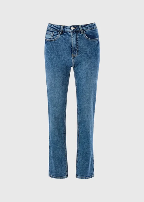 Mid Wash Stretch Mid Rise Straight Leg Jeans - 24/L29 Image 4