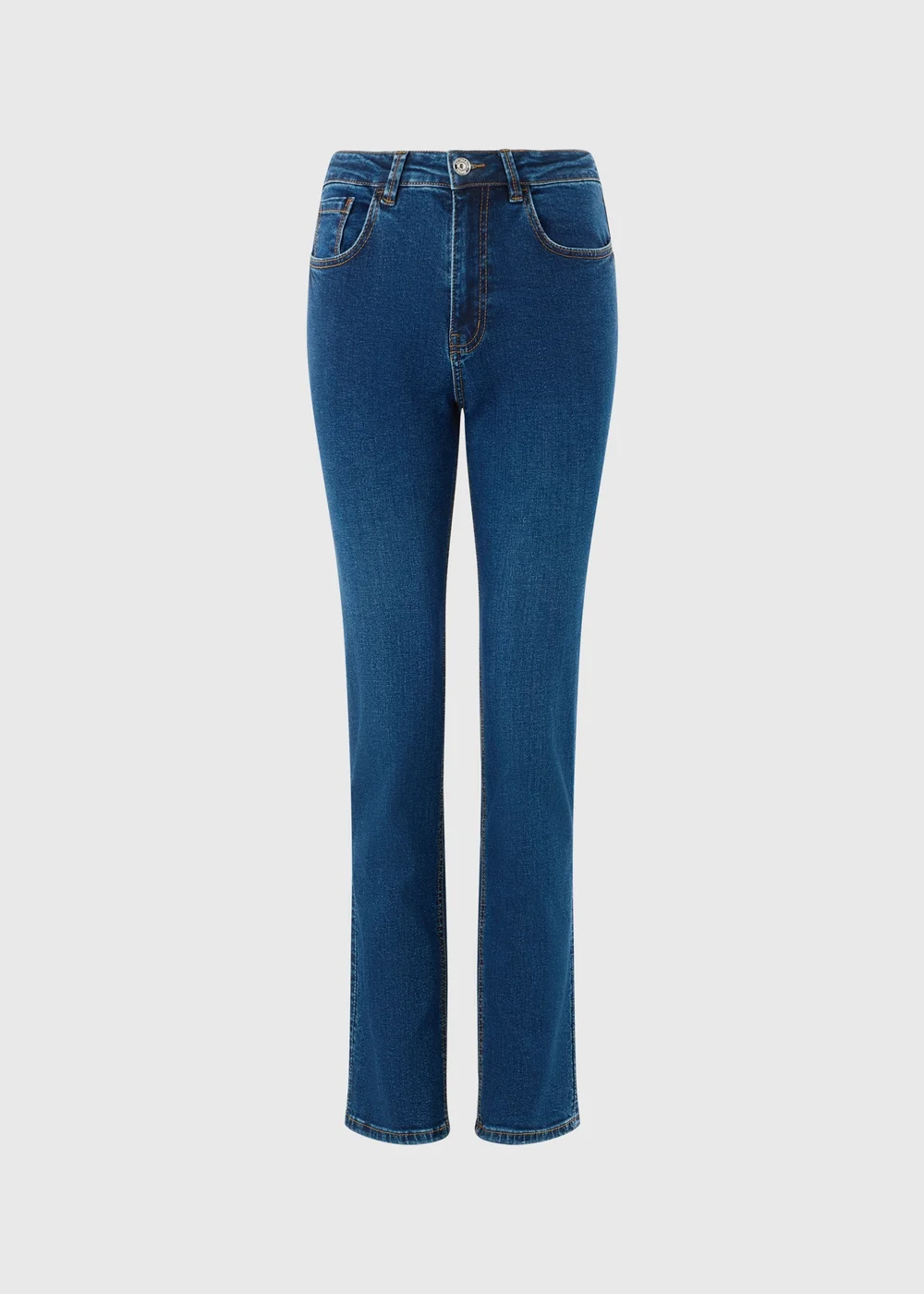 Blue Dark Wash Stretch Straight Leg Jeans - 24/L29 Image 1