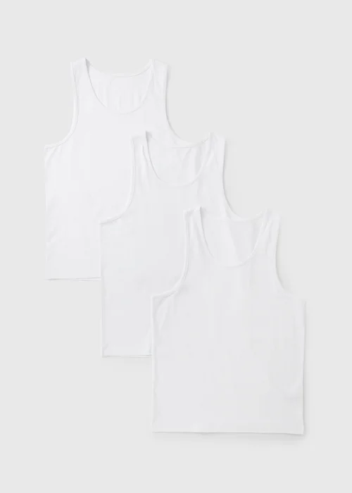 3 Pack White Vests - S Image 1