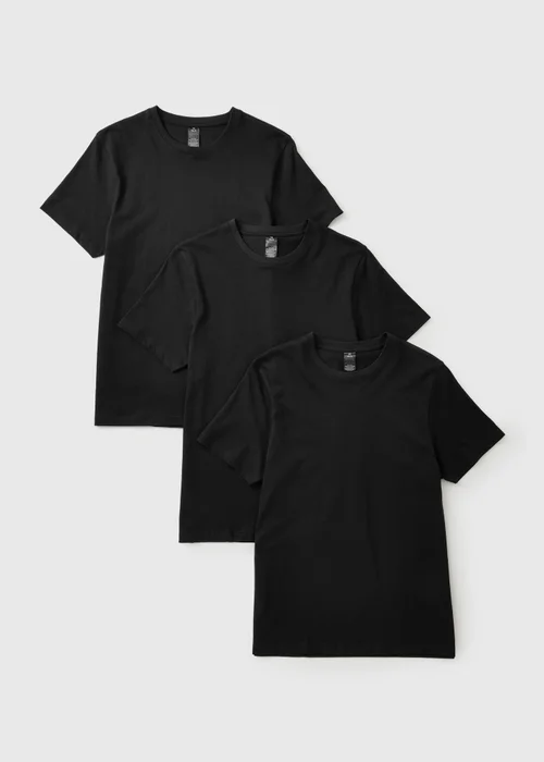 3 Pack Black Short Sleeve Vests - S Image 1