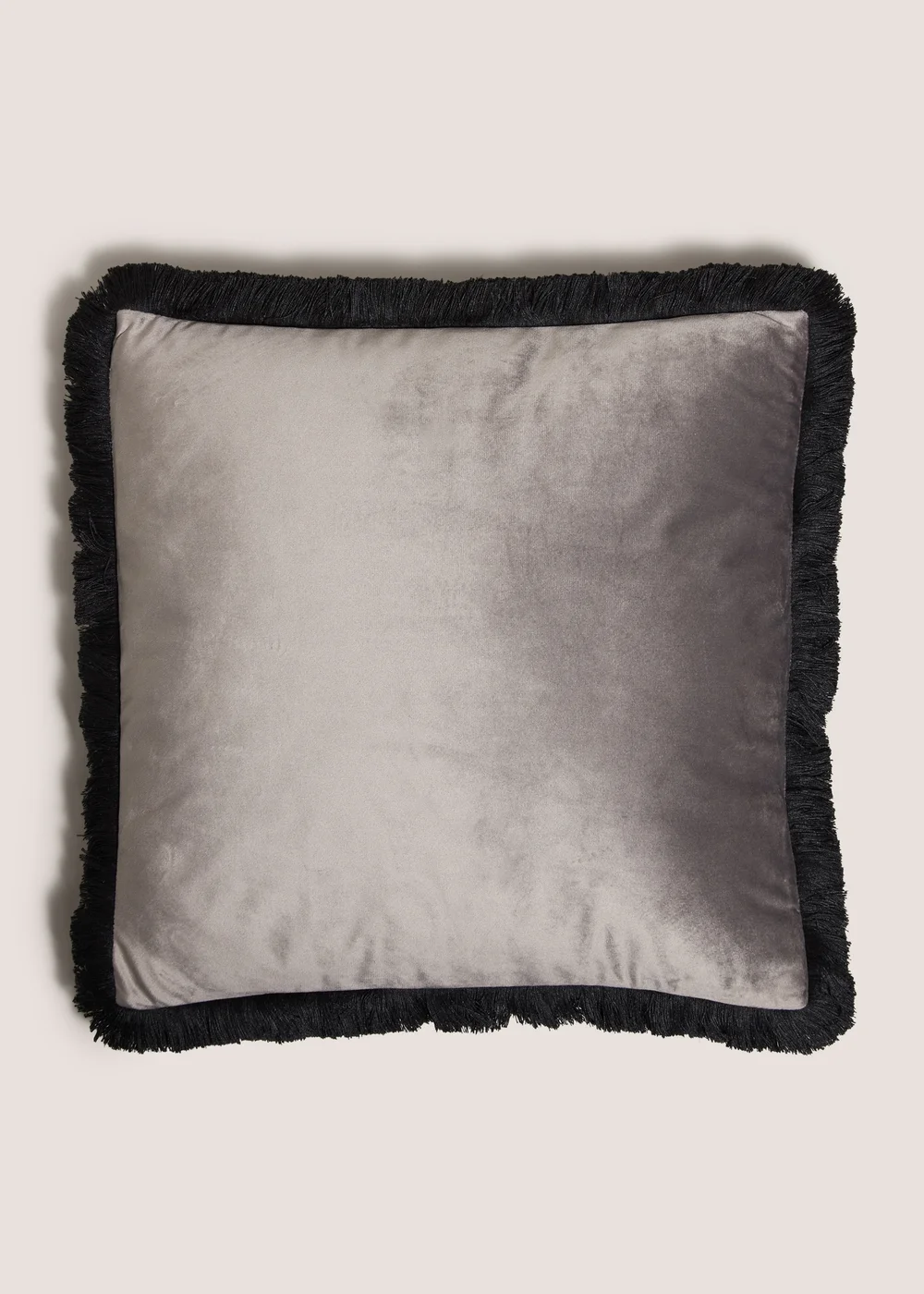 Grey & Black Fringe Cushion Image 1