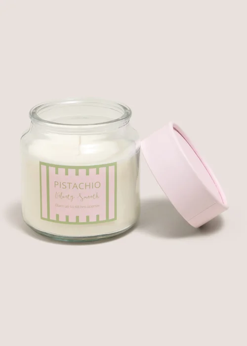 Pistachio Striped Jar Scented Candle Image 1