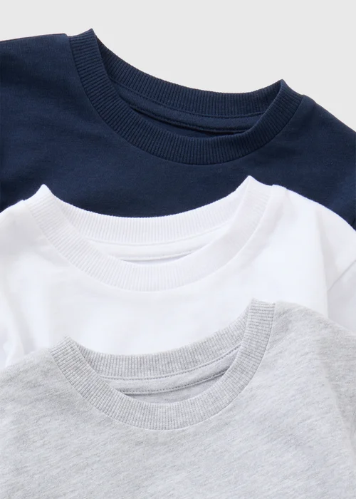 3 Pack Boys Navy White & Grey Long Sleeve T-Shirts (1-8yrs) - 1-1.5 Yrs Image 2