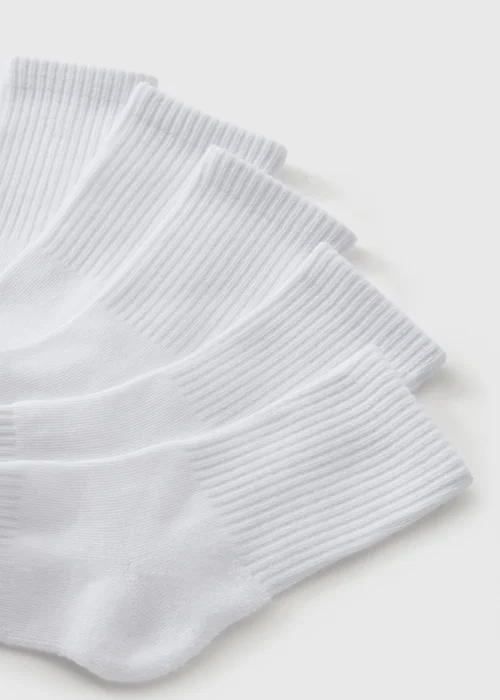 5 Pack Boys White Socks (Younger 4 - Older 12) - 9-12 Image 2