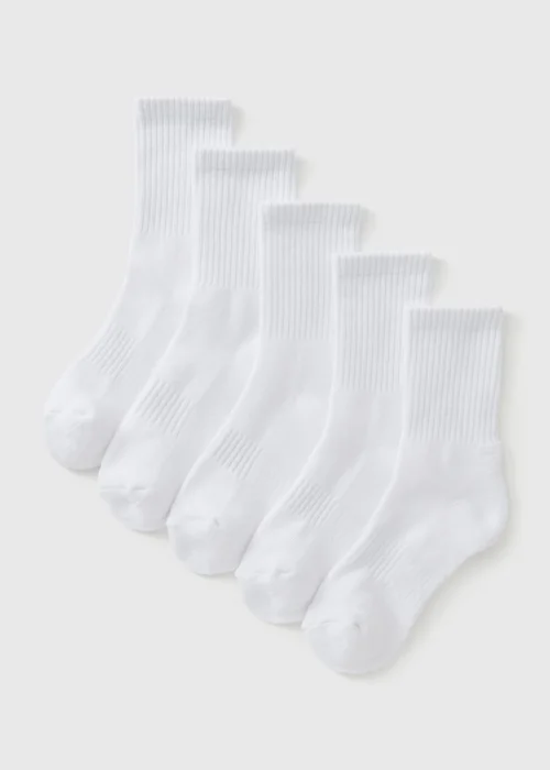 5 Pack Boys White Socks (Younger 4 - Older 12) - 9-12 Image 1