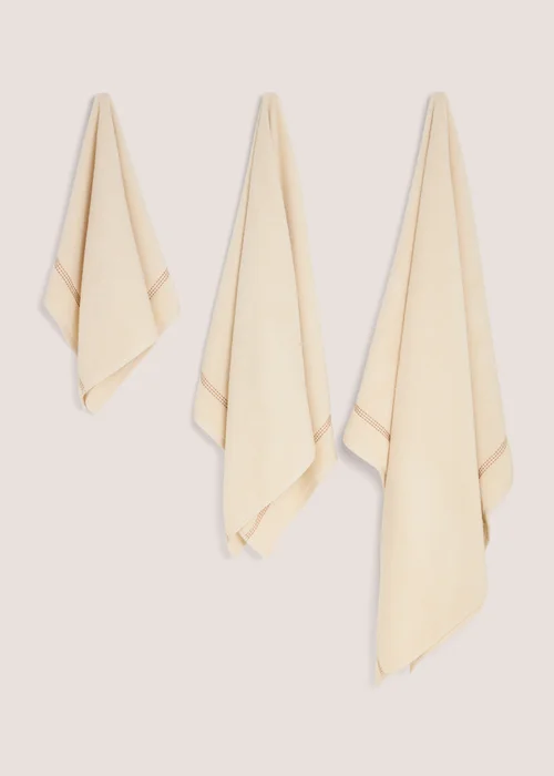 Cream Stitch Border Towel - Hand Towel Image 1