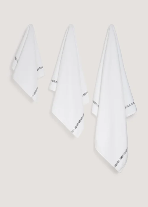 White Border Stitch Towel - Hand Towel Image 1