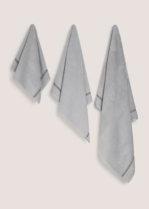 Grey Border Stitch Towel - Hand Towel Image 1