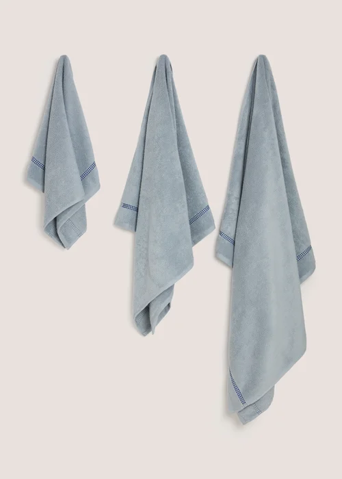 Light Blue Border Stitch Towel - Hand Towel Image 1