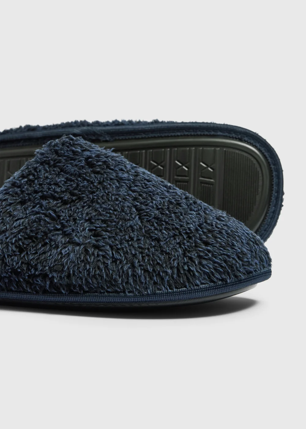 Navy Fluffy Slippers - Size 7 - 8 Image 2