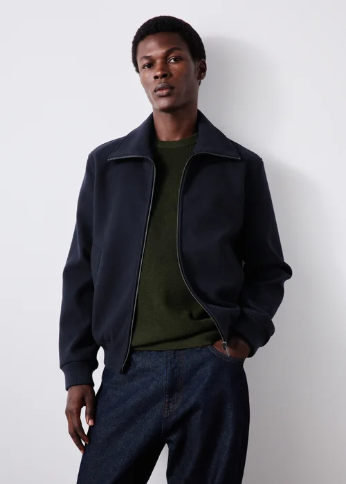 Navy Funnel Neck Bomber Jacket - XS Image 1