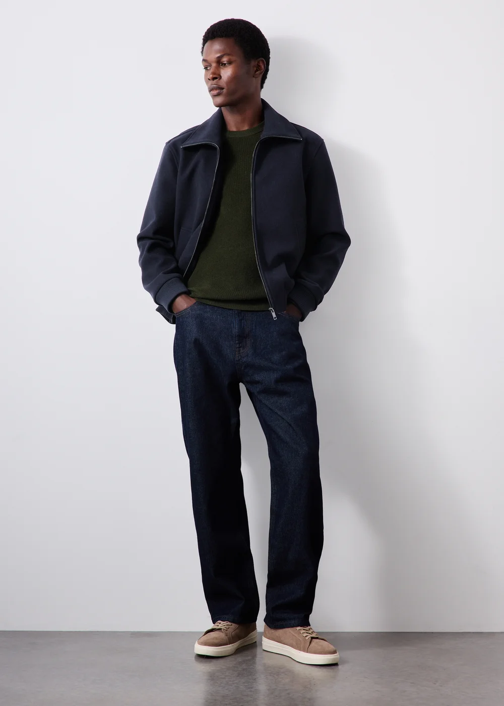 Navy Funnel Neck Bomber Jacket - XS Image 4