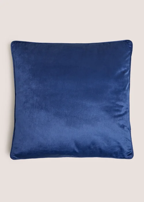 Navy Velvet Piped Cushion Image 1
