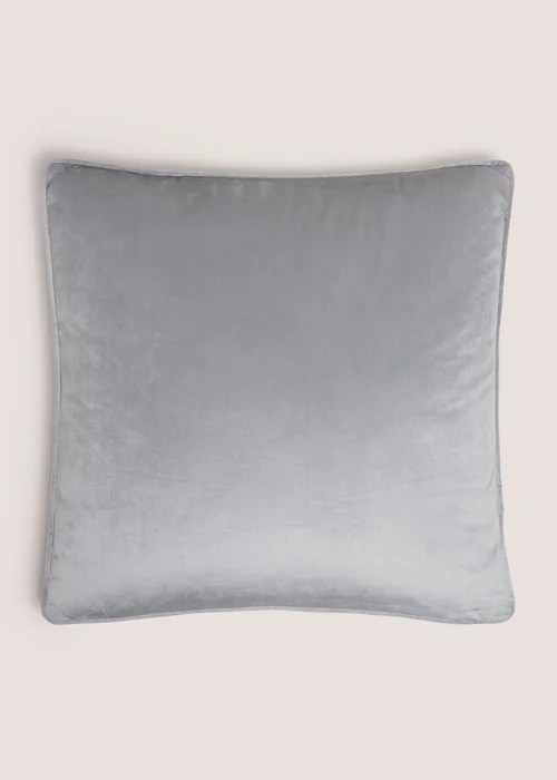 Grey Velvet Piped Cushion Image 1