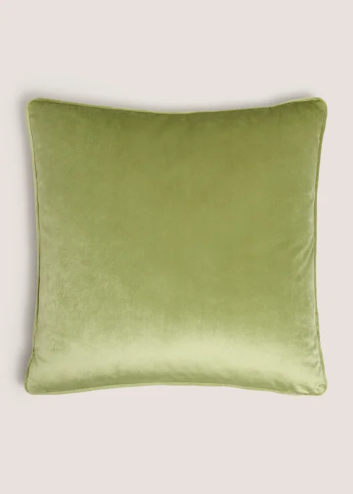 Olive Velvet Piped Cushion Image 1