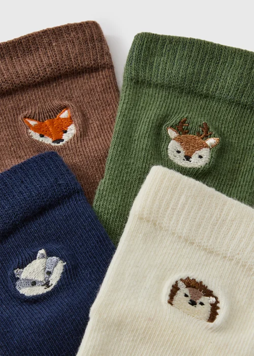 4 Pack Boys Multi Coloured Woodland Socks (0-3yrs) - Up to 1 Month Image 2