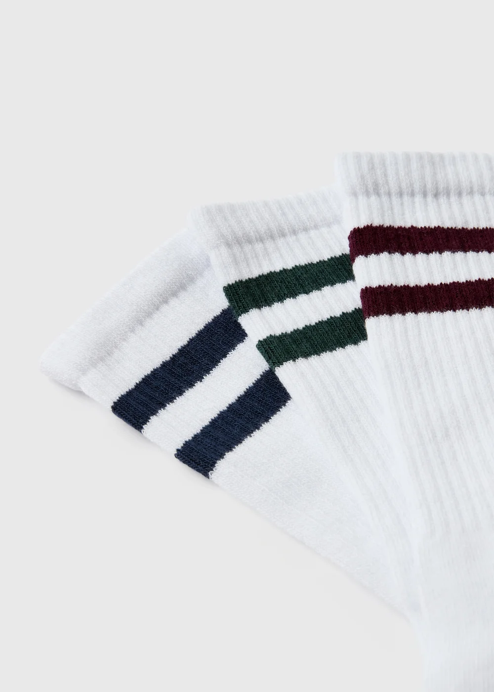 White Stripe Sports Socks 3 Pack - One Size Image 2